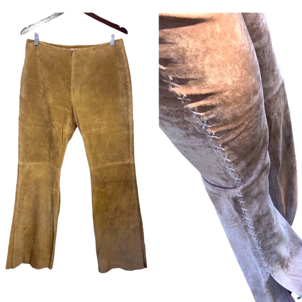 Vintage Central Falls Genuine Leather Side Braided Flare leg Slacks